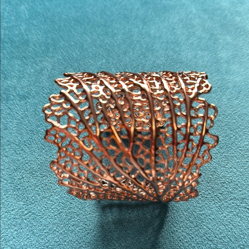 Rose Gold Intricate Openwork Cuff Bracelet